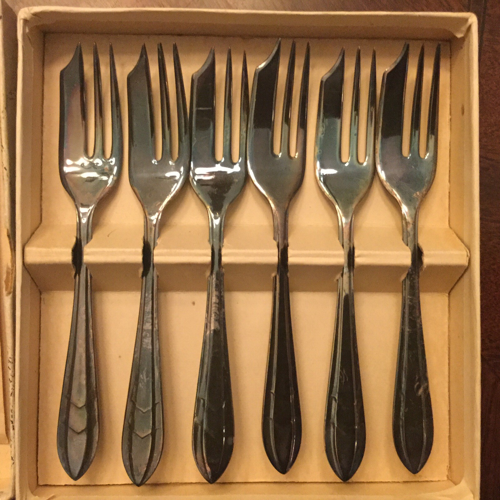 SET 6 PASTRY FORKS! Vintage FG SHEFFIELD ENGLAND silverplate LOXLEY