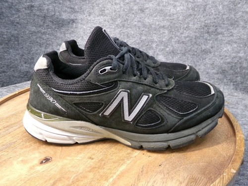 New Balance Women's 990 V4 Black Suede Shoe Sneaker Made in USA Size 8 B W990BK4