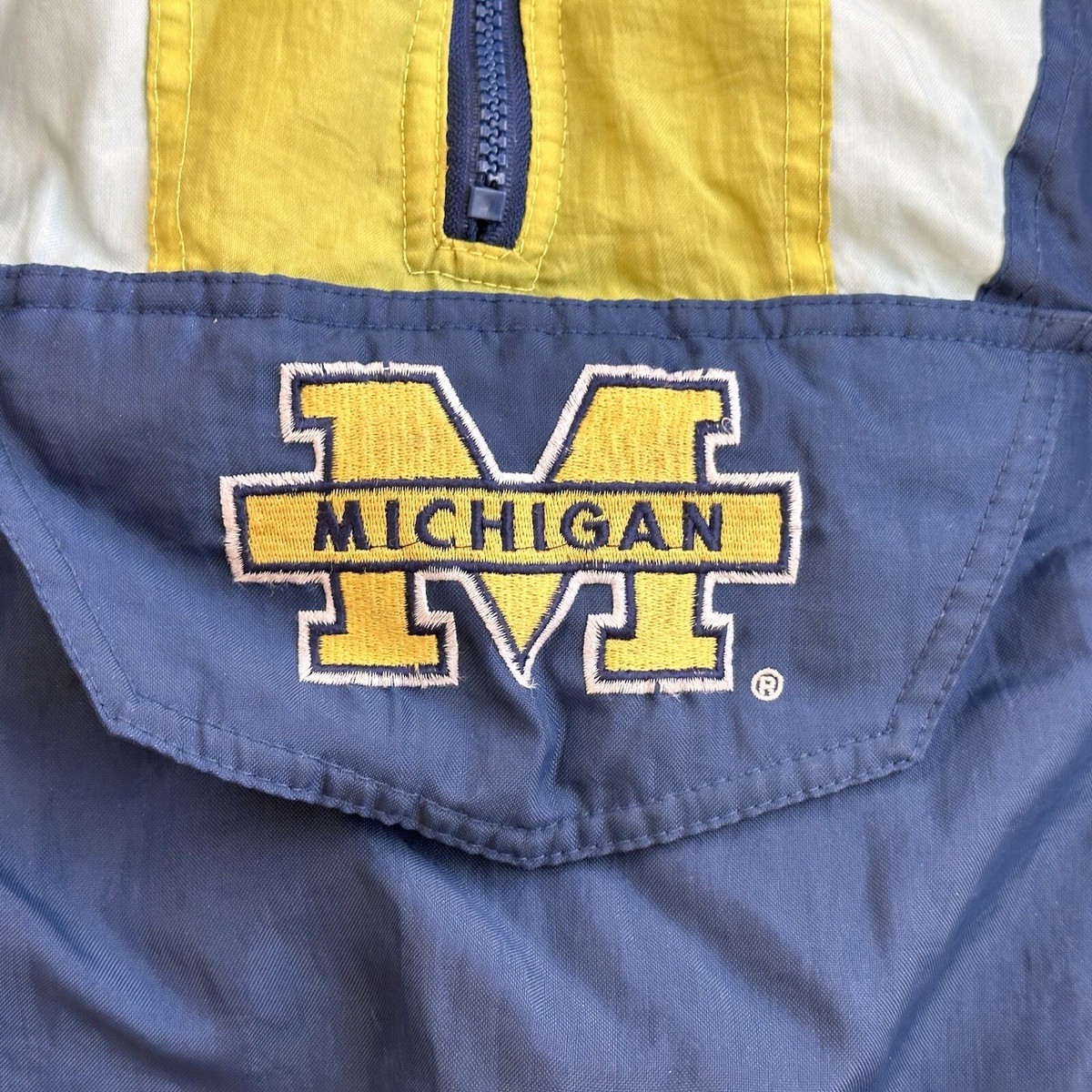 Starter Michigan フード付きジャケット M Vintage 90s Starter Michigan Wolverines Puffy Pullover