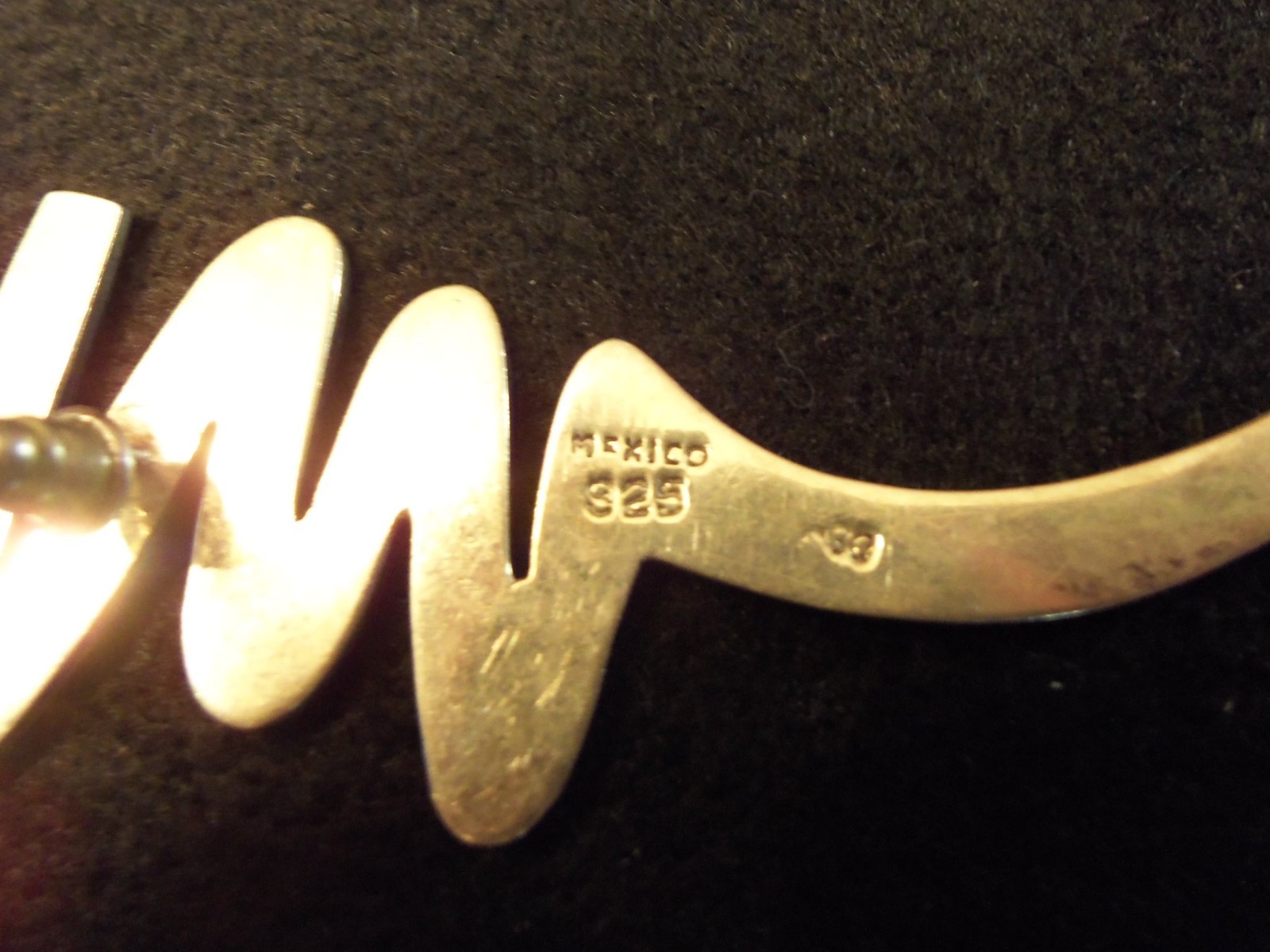 LARGE 2.5" SOLID 925 STERLING MODERNIST "SQUIGGLE… - image 3