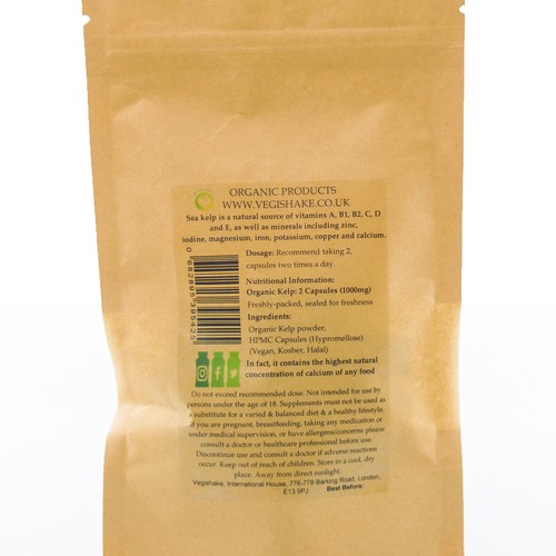 Bio Seetang Vegan HPMC Kapseln Vitamine A, B1, B2, C, D, E 1040mg pro Mahlzeit - Bild 12 von 12