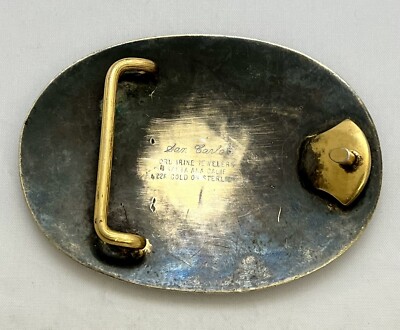 Vintage San Carlos Belt Buckle 22k Gold On Sterling Silver  display picture 3