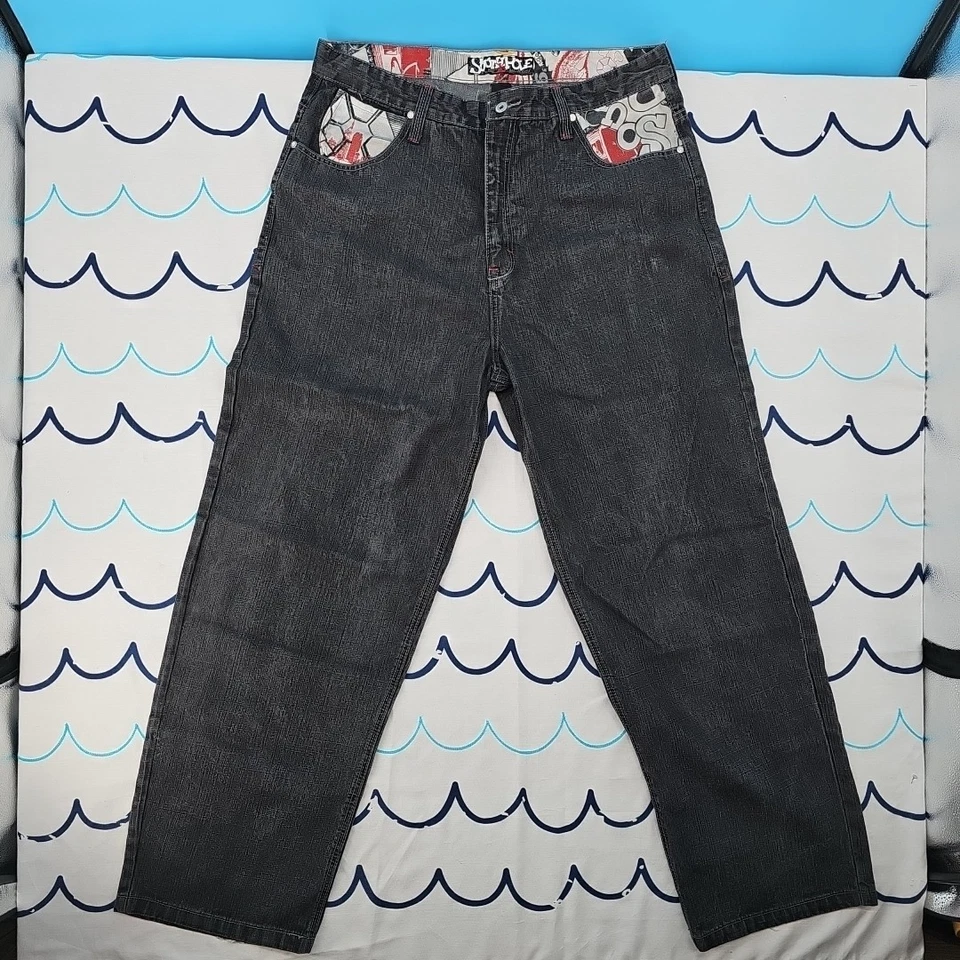 Jeans masculino vintage preto perna larga South Pole tamanho 40x32 - Imagem 3 de 4