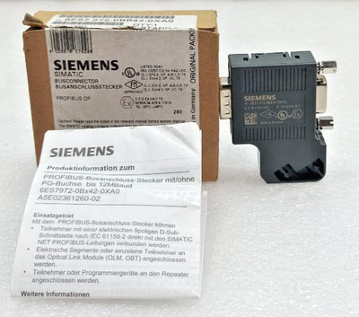 Siemens SIMATIC Profibus DP Bus Connector 6ES7 972-0BB42-0XA0 NEW