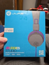 JLab JBuddies Studio On-Ear Folding  Kids WIRED Purple Headphones - New