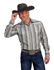 Roper Western Shirt Mens L/S Snap Stripe Gray 01-001-0044-0650 GY
