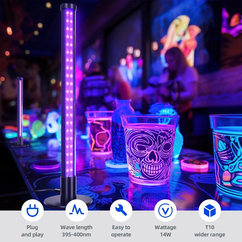LED Black Lights, T10 Vertical Standing Table Blacklight Fixture, 14W, 385-40... - Image 3 of 4