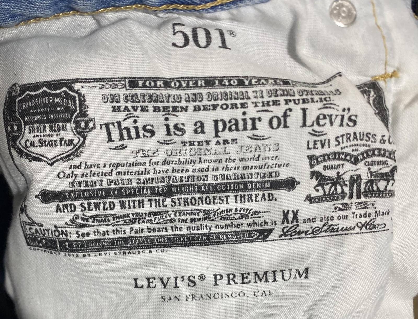 Levi's 501 Premium Denim Shorts Womens 33 Fits 34 Blue Distressed Cutoff Raw Hem thumbnail 13