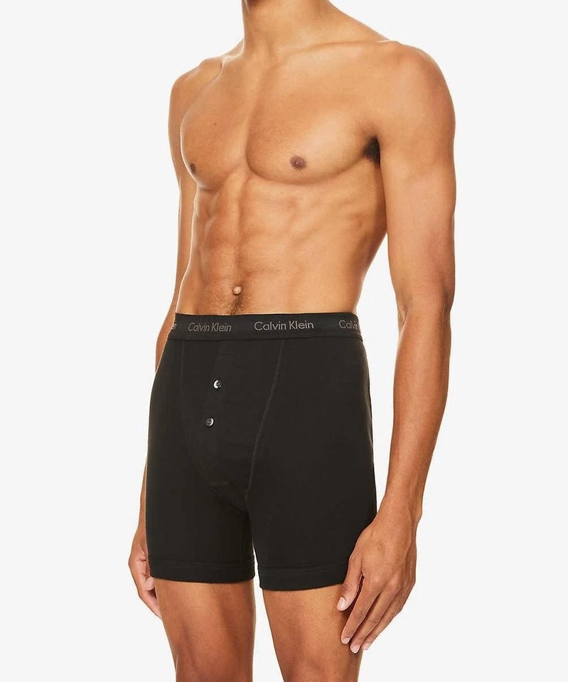 FRAT BOYS VIEJOS TODOS LOS DÍAS CALVIN KLEIN BOTÓN MOSCA CALZONCILLOS BOXER NEGROS M DE COLECCIÓN MEDIANOS Foto 4 de 4