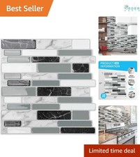 20 Sheets Peel and Stick Backsplash Tiles Modern Marble Grey Waterproof Easy DIY