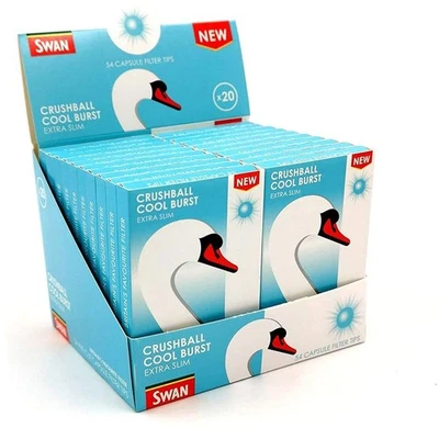 Swan Crushball Cool Burst Extra Slim 54 Pre-Cut Filter Tips - Full Box of 20