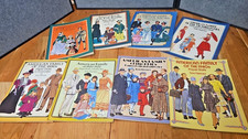 8 Tom Tierney Paper Doll Books UNCUT American Families Colonial - 40's / Fashion