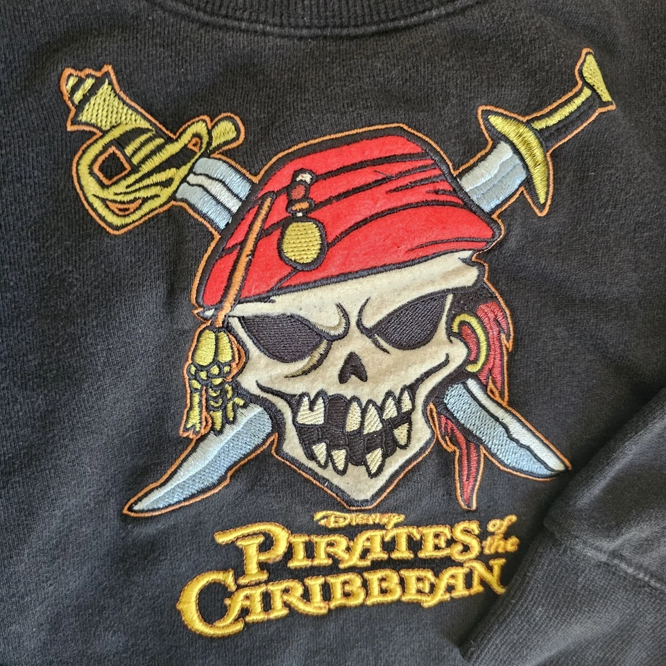 Vintage 2003 Disney’s pirates Of The Caribbean Sweatshirt Embroidered Kids 7/8 - Image 2 of 2