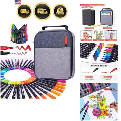 Markers for Adult Coloring Book 72 Colors Dual Tip Brush Pens Art Supplies