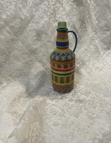 Antique Wicker Vintage Bottle Flask Hand Wrap Demijohn Old School Retro Decor - Picture 2 of 4