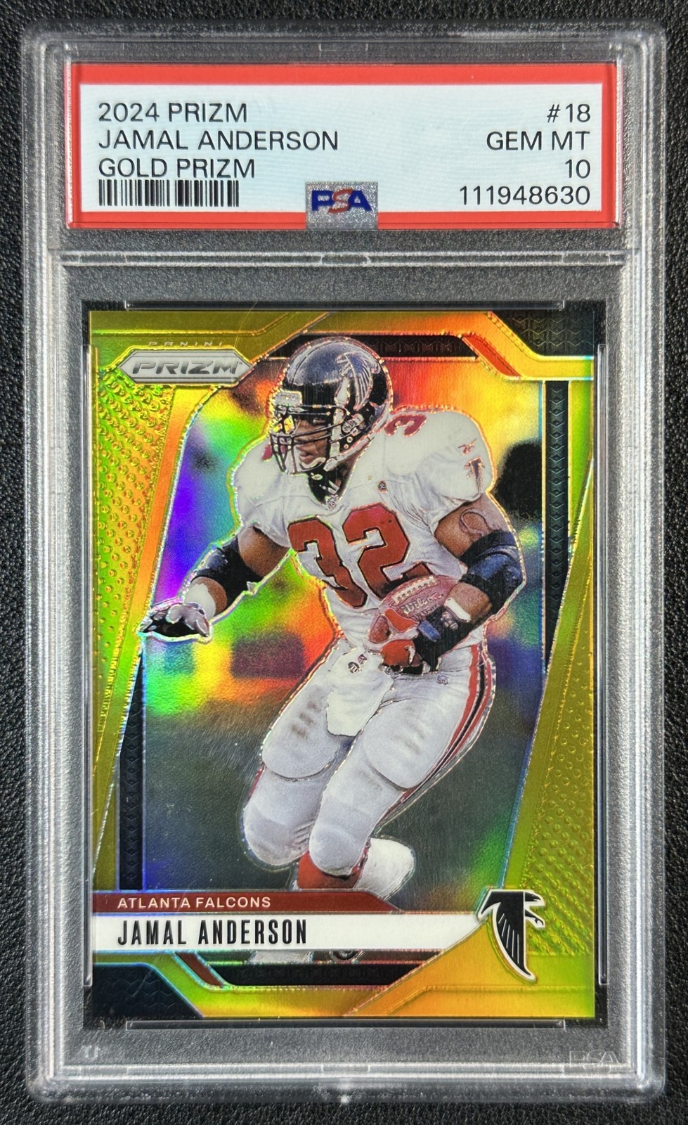 JAMAL ANDERSON PSA 10 2024 PANINI PRIZM #18 GOLD PRIZMS 1/10 FALCONS