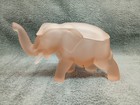 Vintage Frosted Pink Satin Indiana Glass Trunk Up Elephant Candy Dish — photo 1
