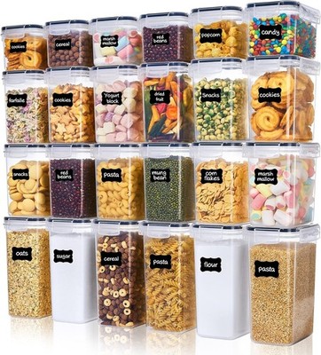 Airtight Storage Jars with Lids, Set of 24 Storage Containers, BPA-Free, Kitc...
