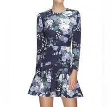 LOVER THE LABEL Chelsea Flip Dress AU8 US4 NWT Long Sleeve Mini Navy Floral $395