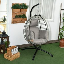 Image of Hanging Swing Chair w/ Thick Cushion, Rope Patio Hanging Chair