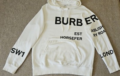 Burberry Logo London Horse Ferry Hoodie White Kangaroo Pocket