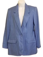 Worthington Womens Blue Blazer Size 10 Notched Lapel Button Closure Rayon NEW