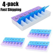Weekly Pill Box Organizer Twice a Day 7 day AMPM Organizer Case Medicine 4 pack