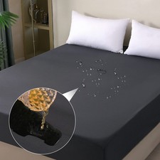 Waterproof Mattress Protector Full, Fitted Sheet Style Breathable Mattress Co...