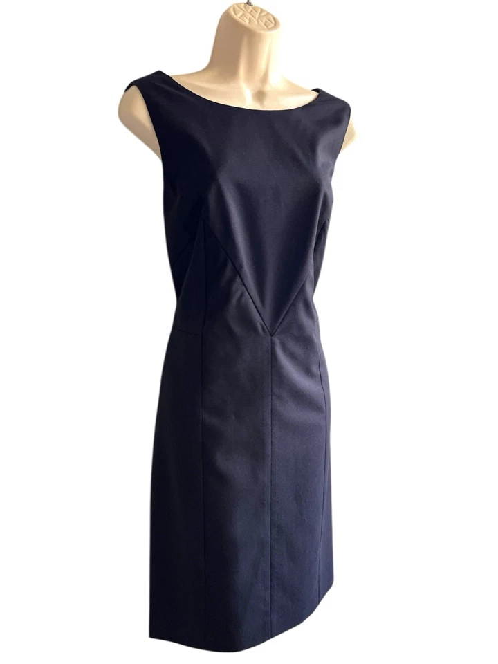 Шерстяное платье-футляр Brooks Brothers черное размер 14 вырез лодочка с подкладкой длина до колена - Изображение 4 из 4