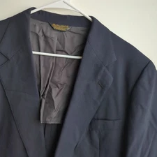 SOUTHWICK ARTHUR ADLER Vtg 80s 90s Solid Navy Blue BLAZER SUIT COAT JACKET 44L