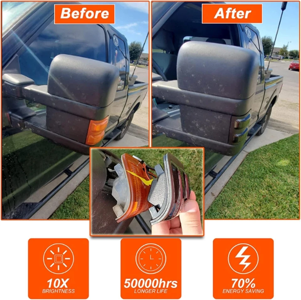 2x Marcador de luz de espejo lateral LED compatible con Ford F250 F350 F450 2008 a 2016 Foto 3 de 4