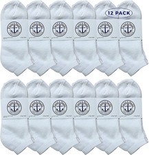 12 Units Women's No-Show Cotton Ankle Socks Size 9-11 White - Ankle Sock