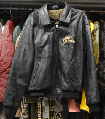 Planet Hollywood New York Leather Jacket Black Bomber Men s L