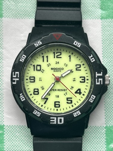 Socico Glow In The Dark Dial Black Band Kids Quartz Watch
