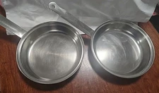 2 VTG Lo-Heet by Vollrath Stainless Steel Ware Restaurant Frying Pans NO LIDS 8"