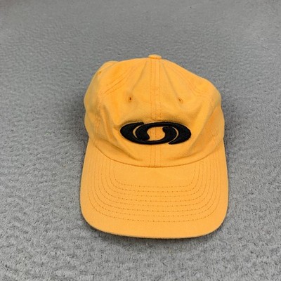 Vintage 90s Salomon Logo Hat Adjustable Ski Hiking Strapback Gold Yellow USA