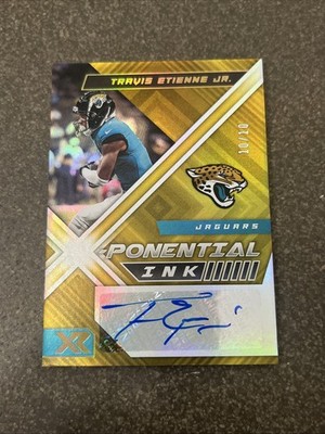 2022 XR Football Travis Etienne Jr. X-Potential Ink Gold #'ed 10/10 Jaguars Auto