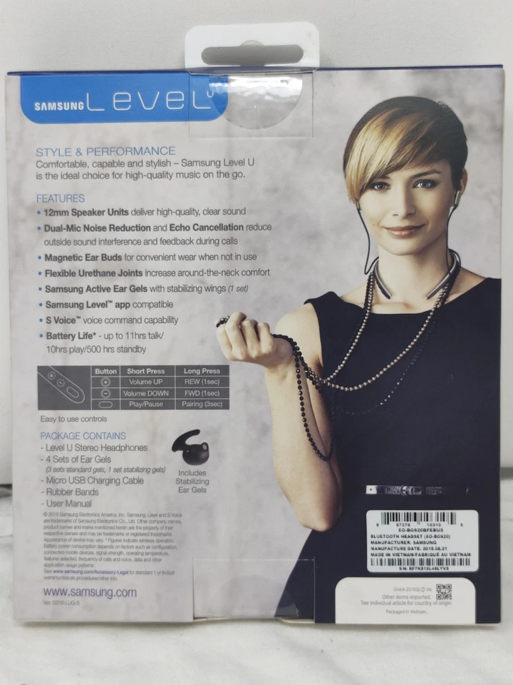 Samsung Level U EO-BG920 Wireless Bluetooth Headphones In-Ear Neckband Gold New - Image 2 of 4