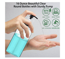 Empty Plastic Pump Bottles Dispenser 16oz/500ml Portable Clear BPA-Free Cylinder