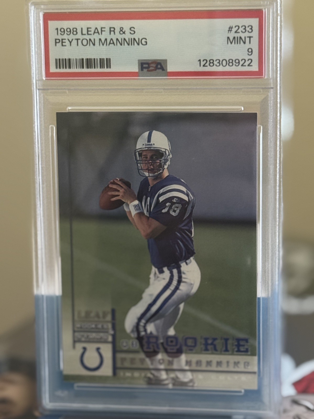 1998 LEAF ROOKIES & STARS #233 PEYTON MANNING RC PSA 9 COLTS SUPERBOWL