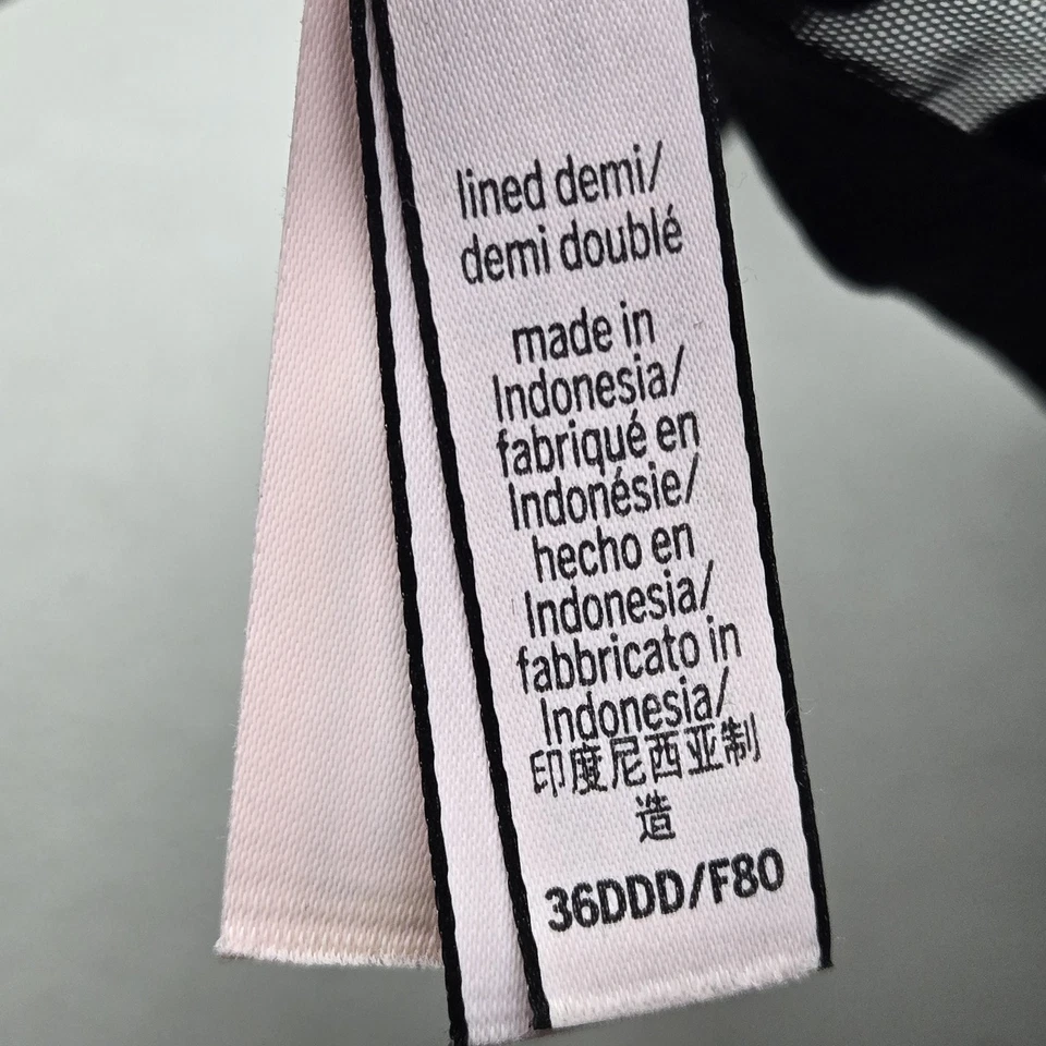 Sujetador Victoria's Secret para mujer 36DDD negro forrado a lunares demi con aros encaje Foto 4 de 4