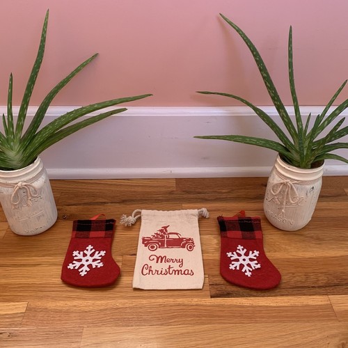 Reusable Christmas Gift Bags One Drawstring Two Stockings