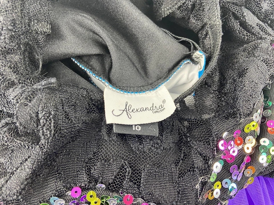 Alexandria Girls Dress Size 10 Black And Purple Pageant Dress Costume Sparkling - Image 3 of 4