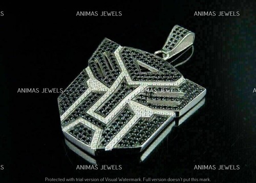 Real 925 Sterling Silver 3 Ct Round Lab Created Black Spinel Customized Pendant - Picture 4 of 4
