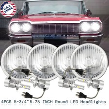 For 58-75 Chevy Impala El Camino 4pcs 5.75 5 34 Led Headlights Halo Drl Hilo