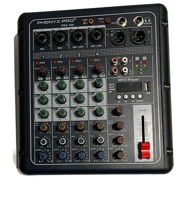 Phenyx Pro PRX-100 Audio Mixer, Compact 4+2 Channels Mixing Console with 3-Band