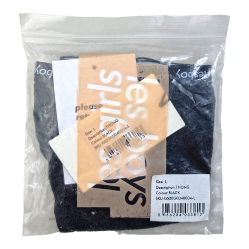 Les Girls Les Boys Black Thong Knickers Women's 100% Cotton Logo Band - Picture 17 of 18