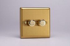 Varilight Classic Brushed Brass Range - White Plastic Inserts & Brass Switches