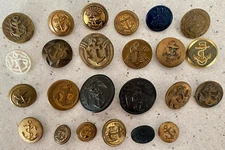 Lot of 24 Antique Military Buttons Foreign USA USMC Navy German French US