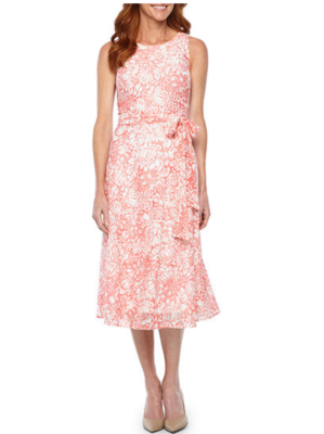 Perceptions Petite PXXL Sleeveless Lined Floral Fit Flare Dress Blush NWT